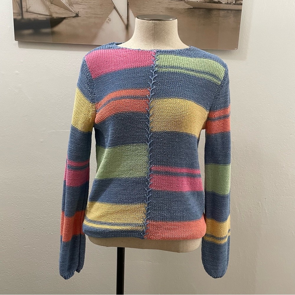 VINTAGE Sigrid Olsen Multicolor Block Sweater - Picture 1 of 5